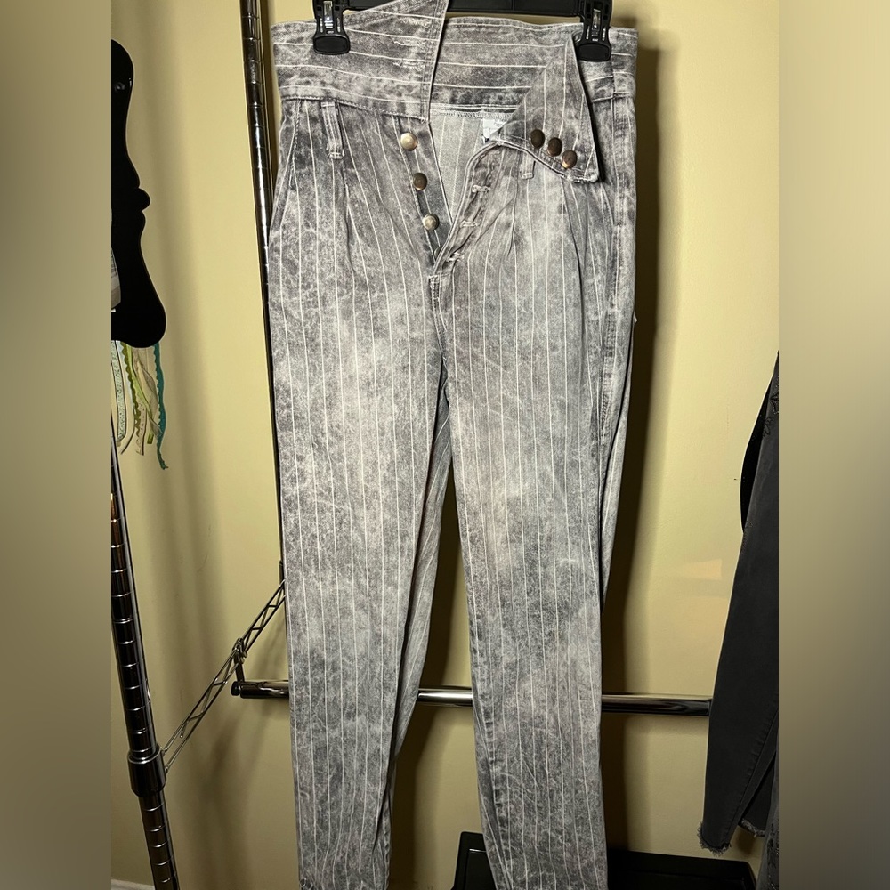 Pinstripe high waisted baggy pants - Picture 2 of 7